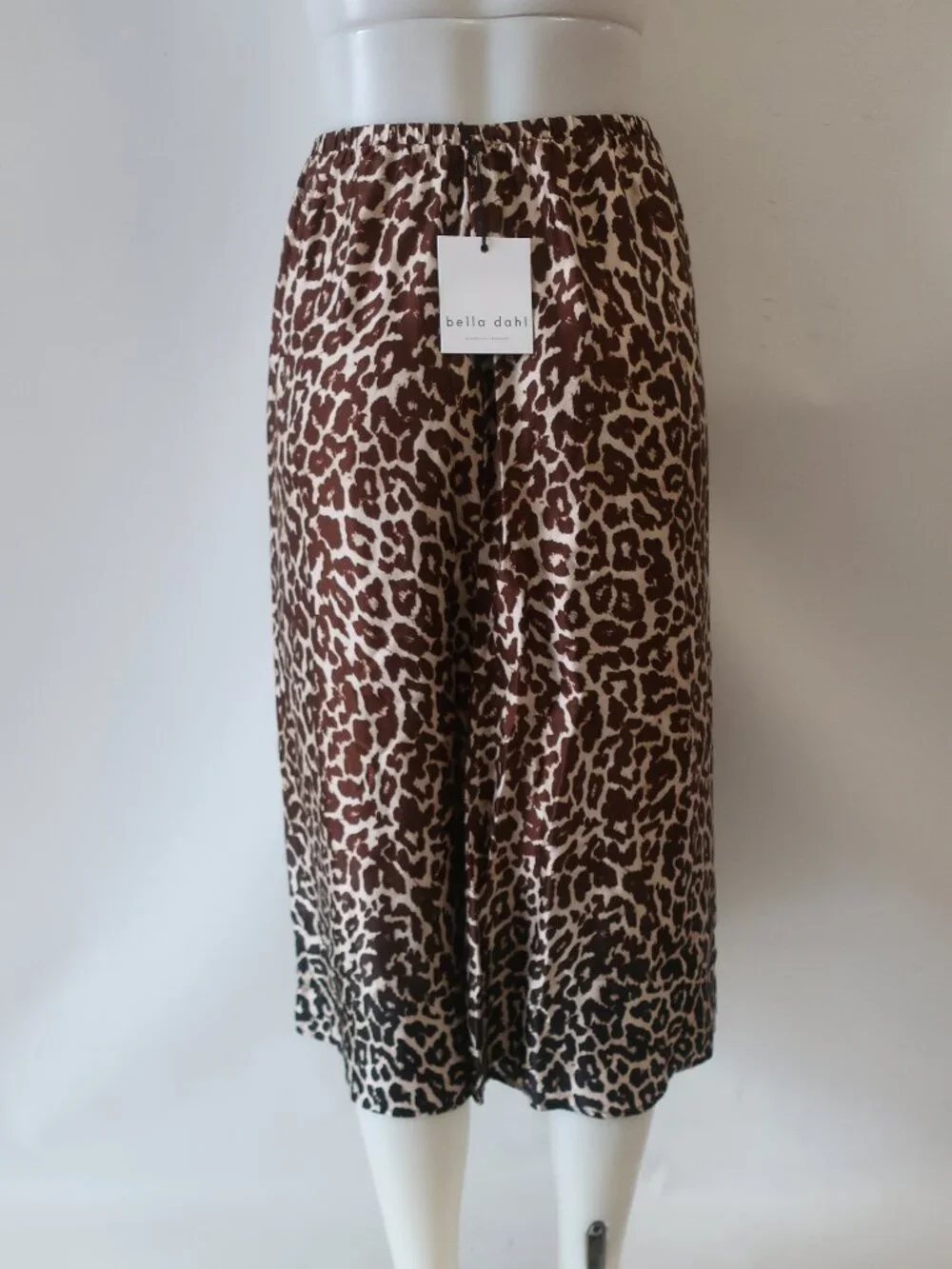 NWT Womens Bella Dahl Brown Beige (Item- 308) Rayon Silk Ombre Leopard Skirt S